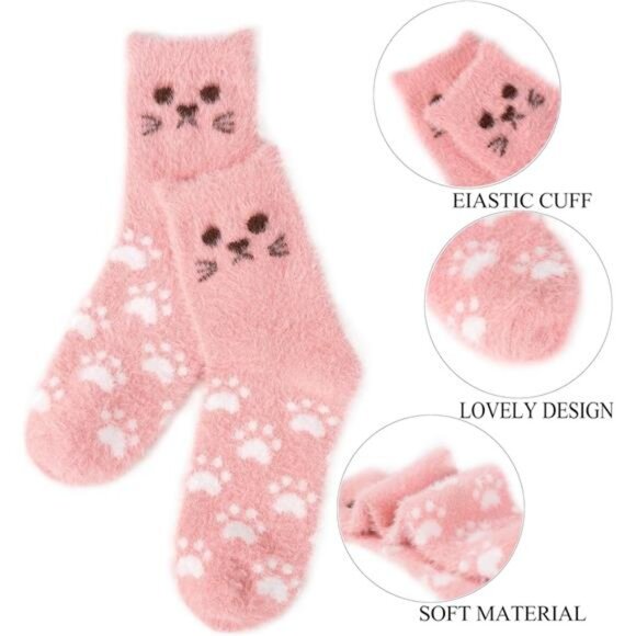New 5 Pairs Fuzzy Soft Cozy Comfortable Socks for Women, Casual Sleep Comfy Sock - Picture 3 of 6
